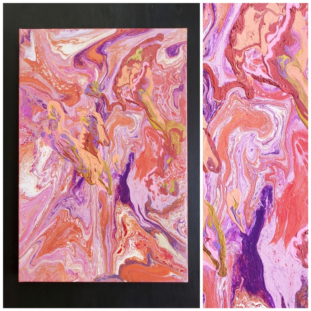 Large 23.5" Original OOAK Abstract Pour Art Painting Artwork Wall Decor